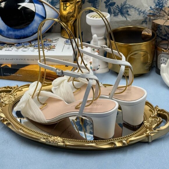 🆕 LOEFFLER RANDALL 🧿 NWOT Kimora White Pleated Bow Heel, Sz 6 - Picture 10 of 16